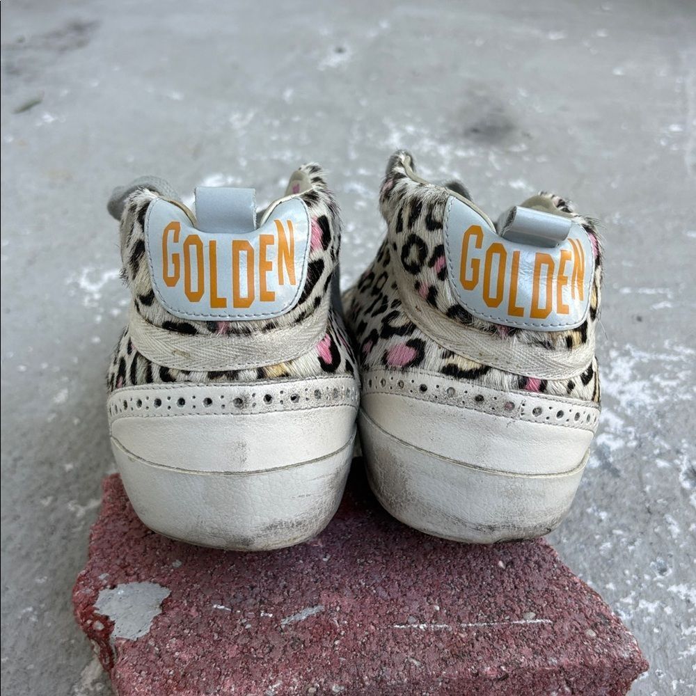 Rare distressed leopard print pony hair golden goose mid star - Picture 5 of 8